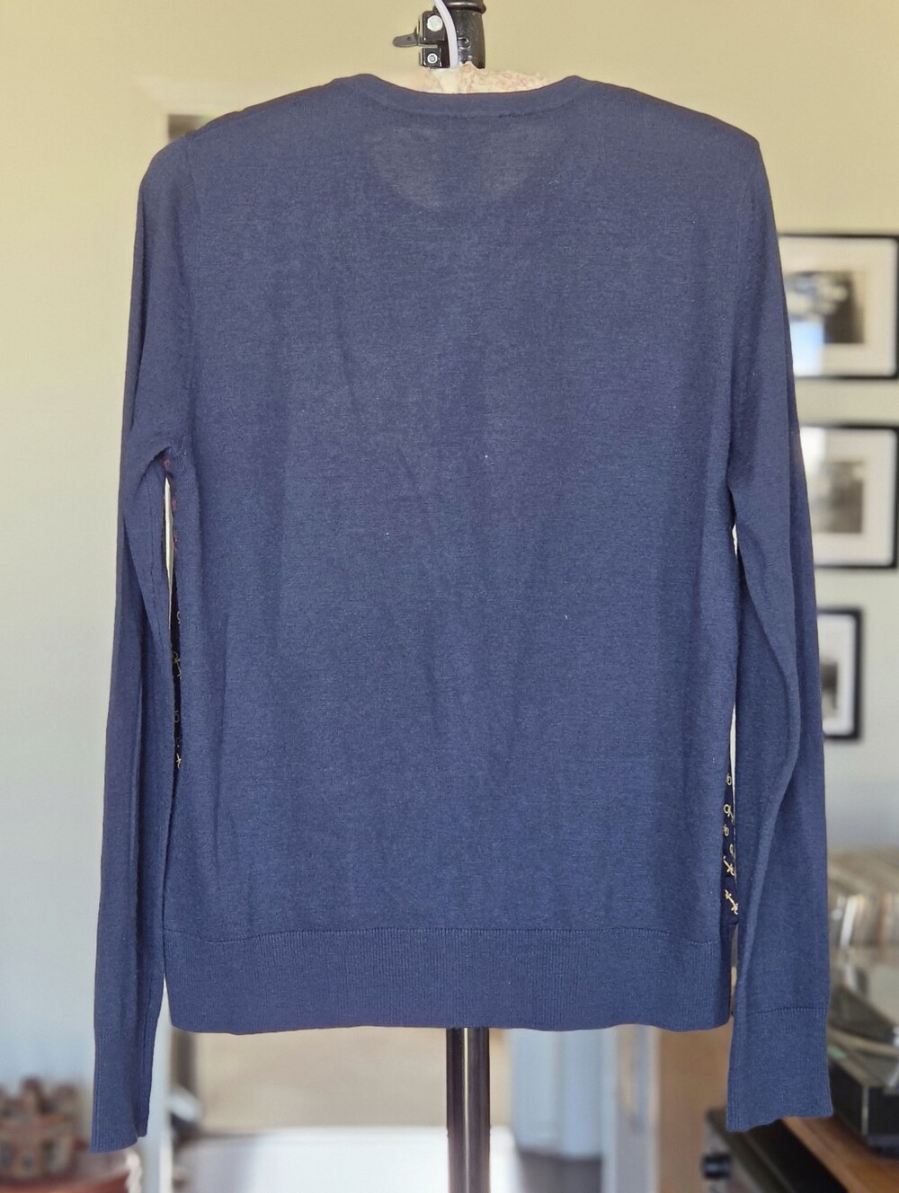 Ann Taylor Navy Cardigan Sweater with Equestrian Horse Bit Print - Picture 5 of 7